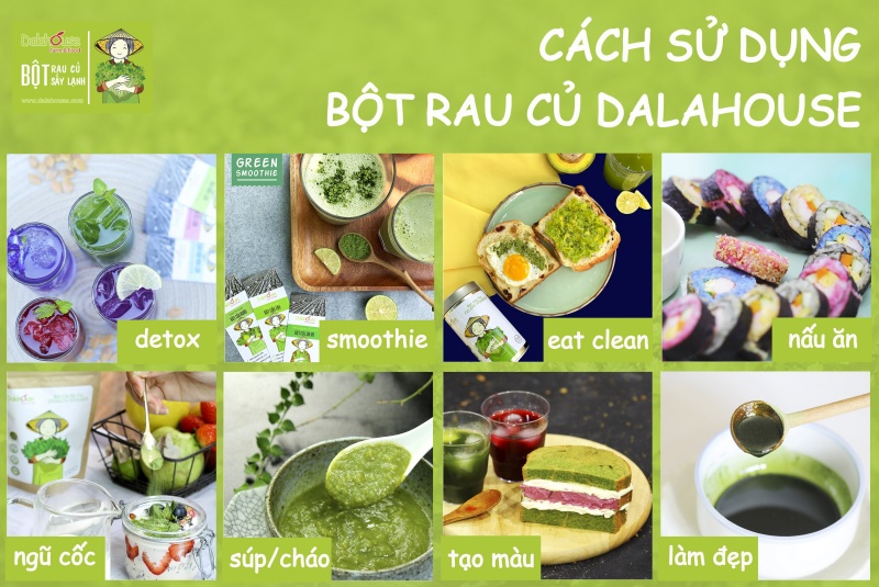 Bột rau củ quả sấy lạnh, 100% từ rau củ quả tươi ngon